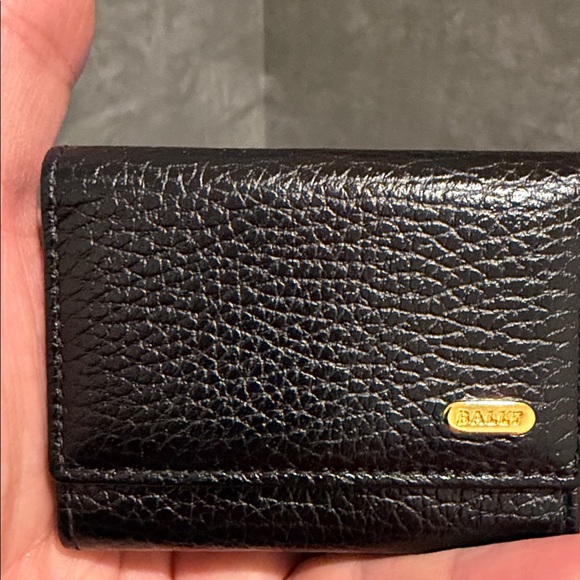 Bally Textured Black Card Holder with Gold Detail Made in Italy - Picture 3 of 10